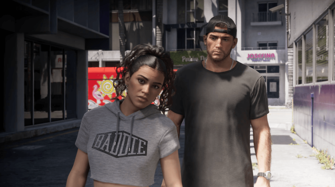 Zrzut ekranu z Extended Look GTA 6 z Lucią i Jasonem